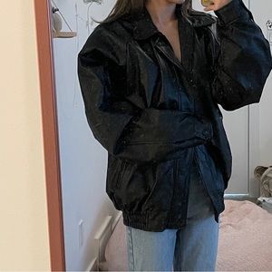Vintage oversized black Leather jacket